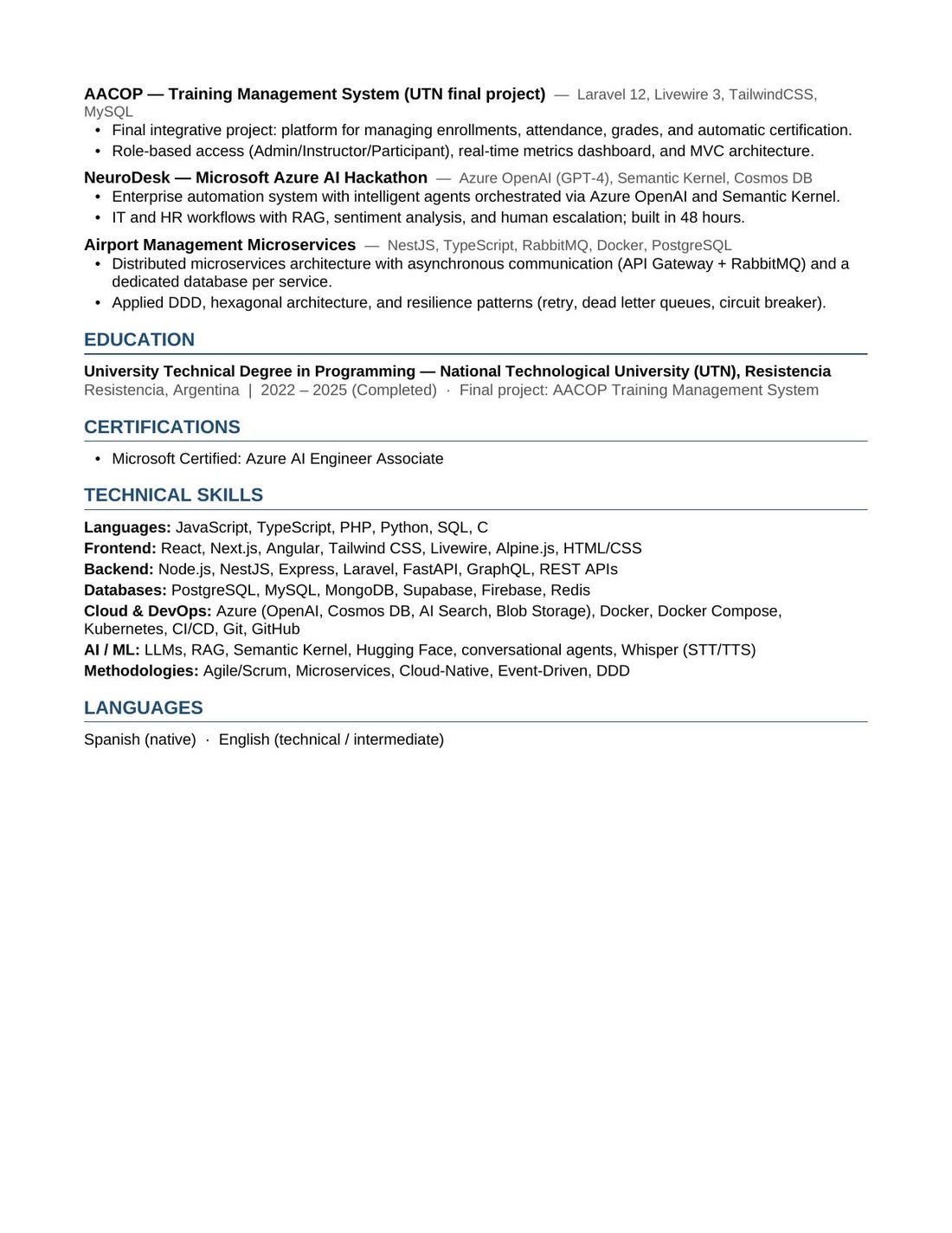 English Resume Page 2